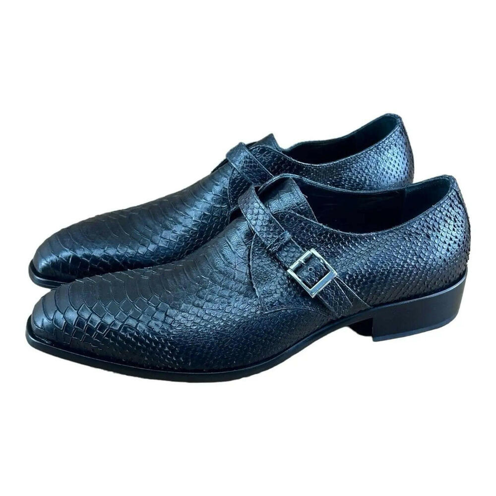 Jo Ghost Croc Embossed Monk Shoes Men black